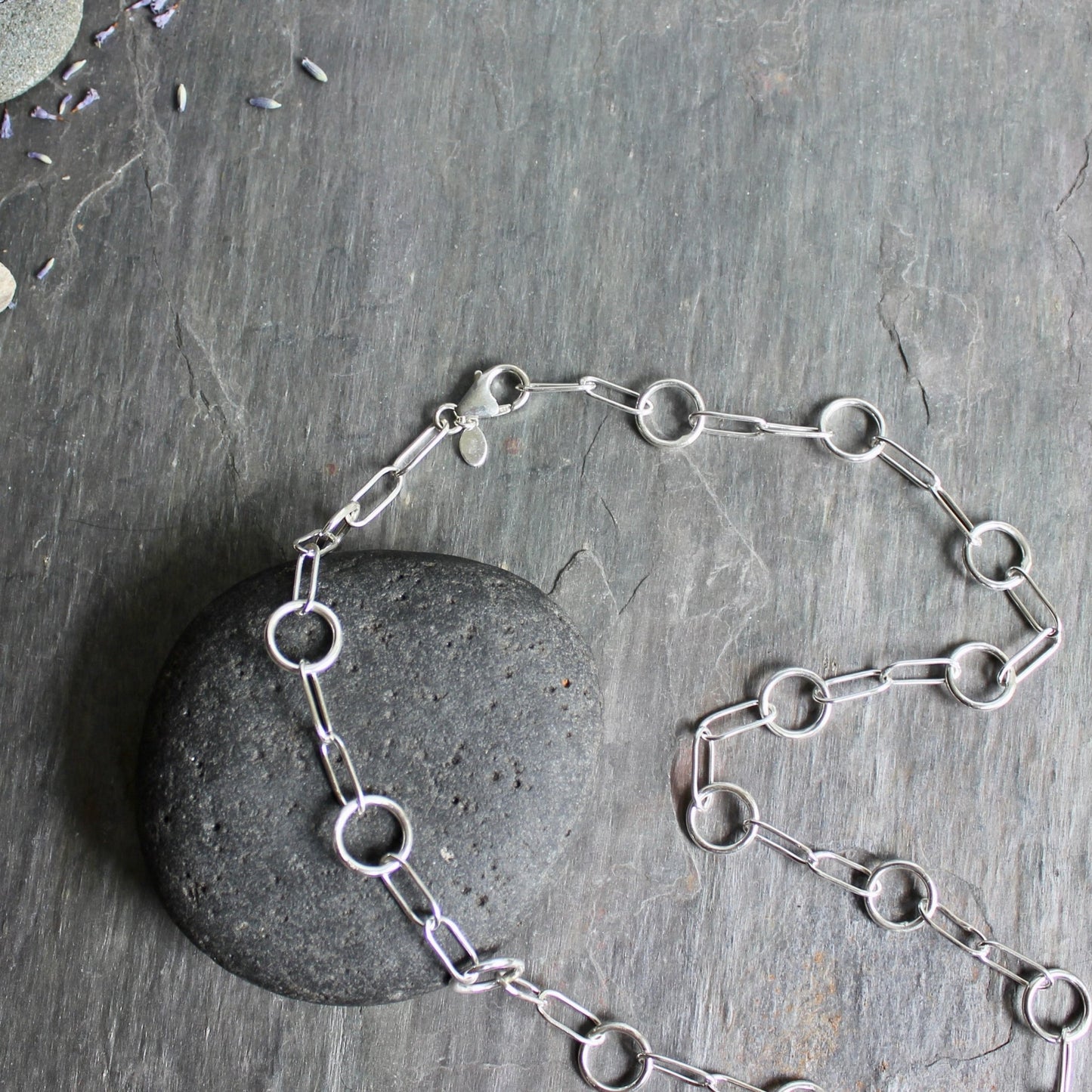 Handcrafted Sterling Silver Oval and Round Chain Necklace - AccentYourself