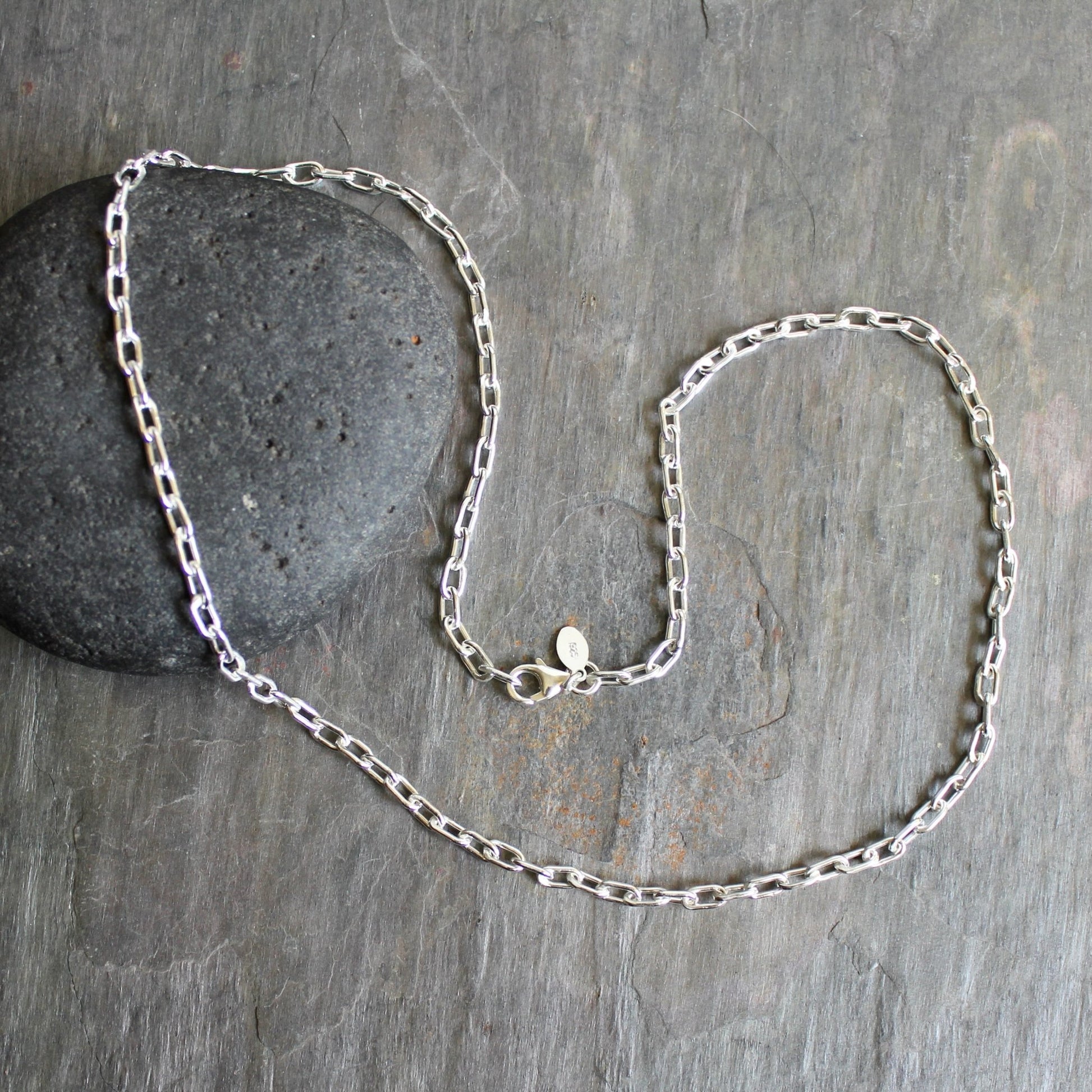 Handcrafted Sterling Silver Tiny Oval Chain Necklace - AccentYourself