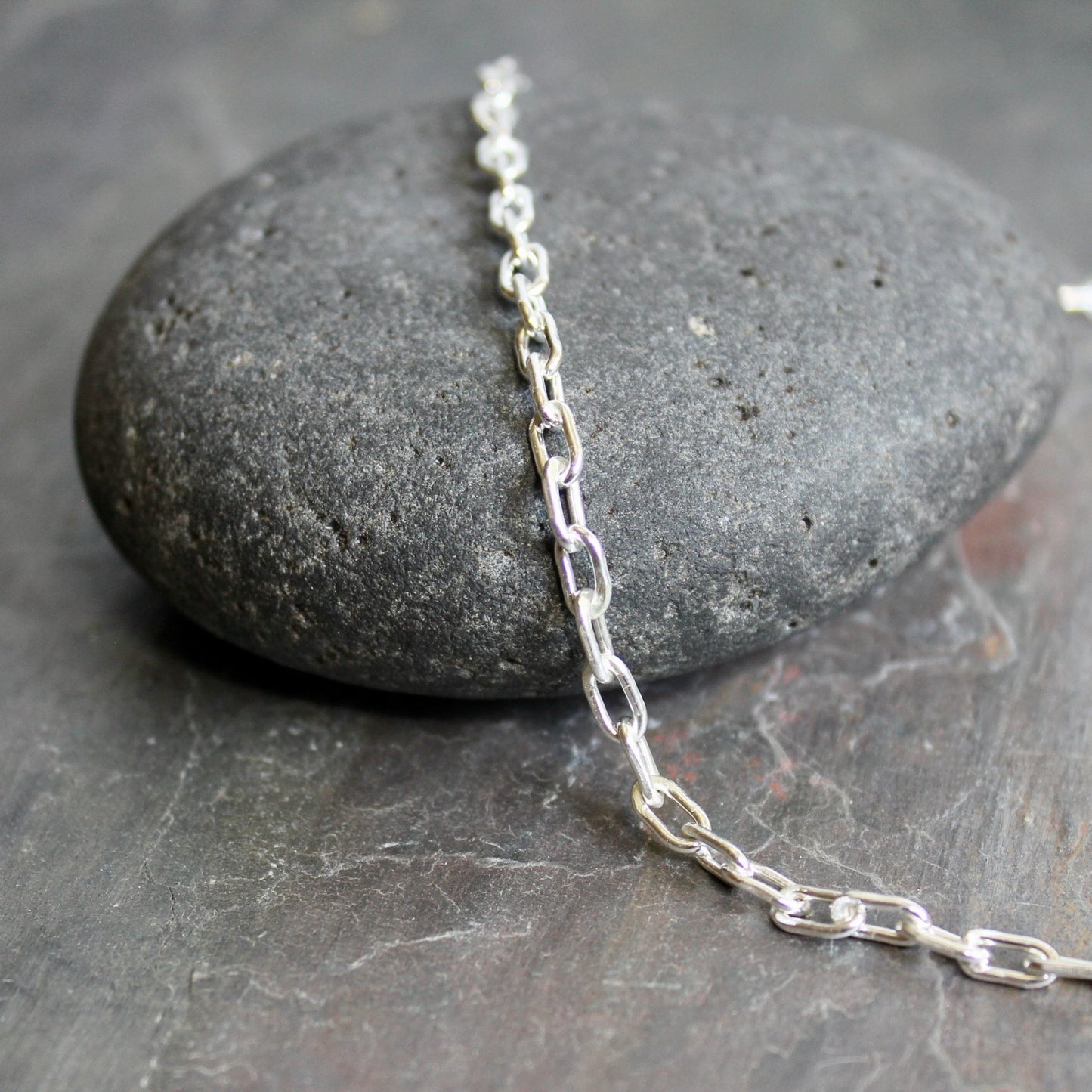 Handcrafted Sterling Silver Tiny Oval Chain Necklace - AccentYourself