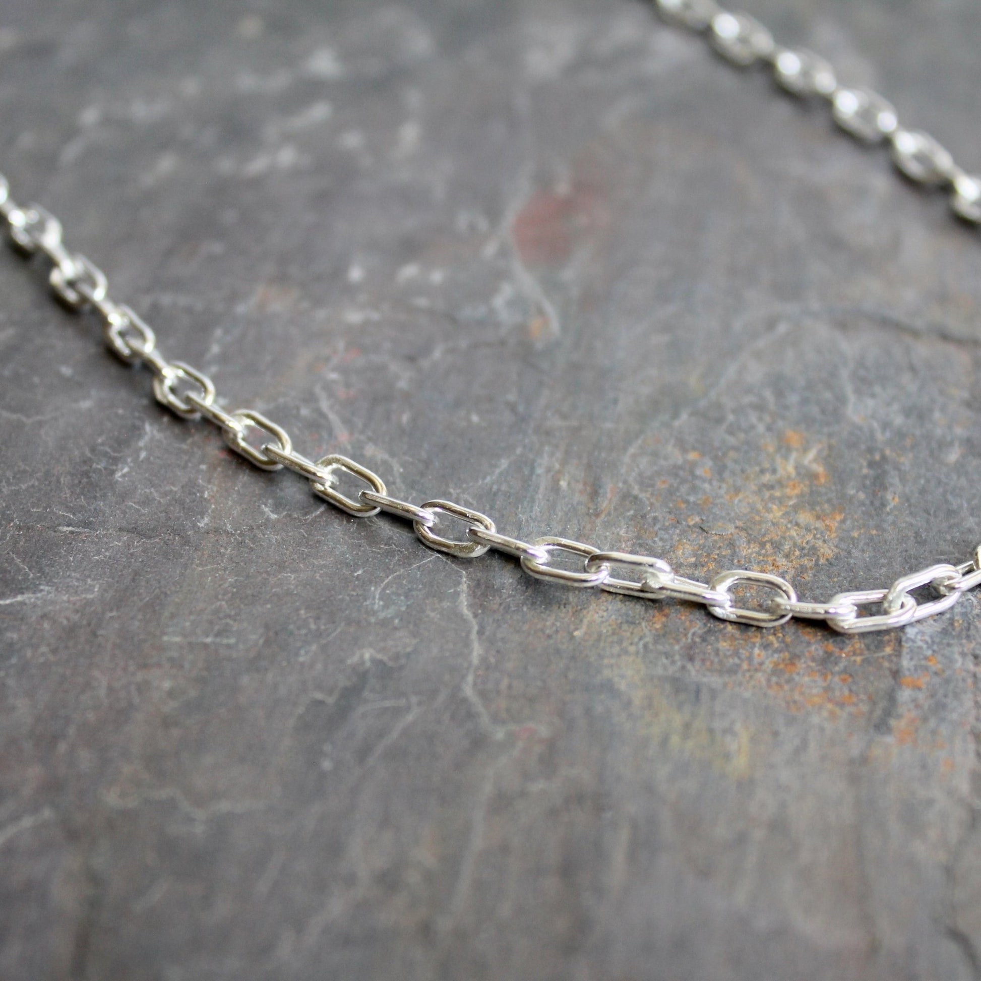 Handcrafted Sterling Silver Tiny Oval Chain Necklace - AccentYourself