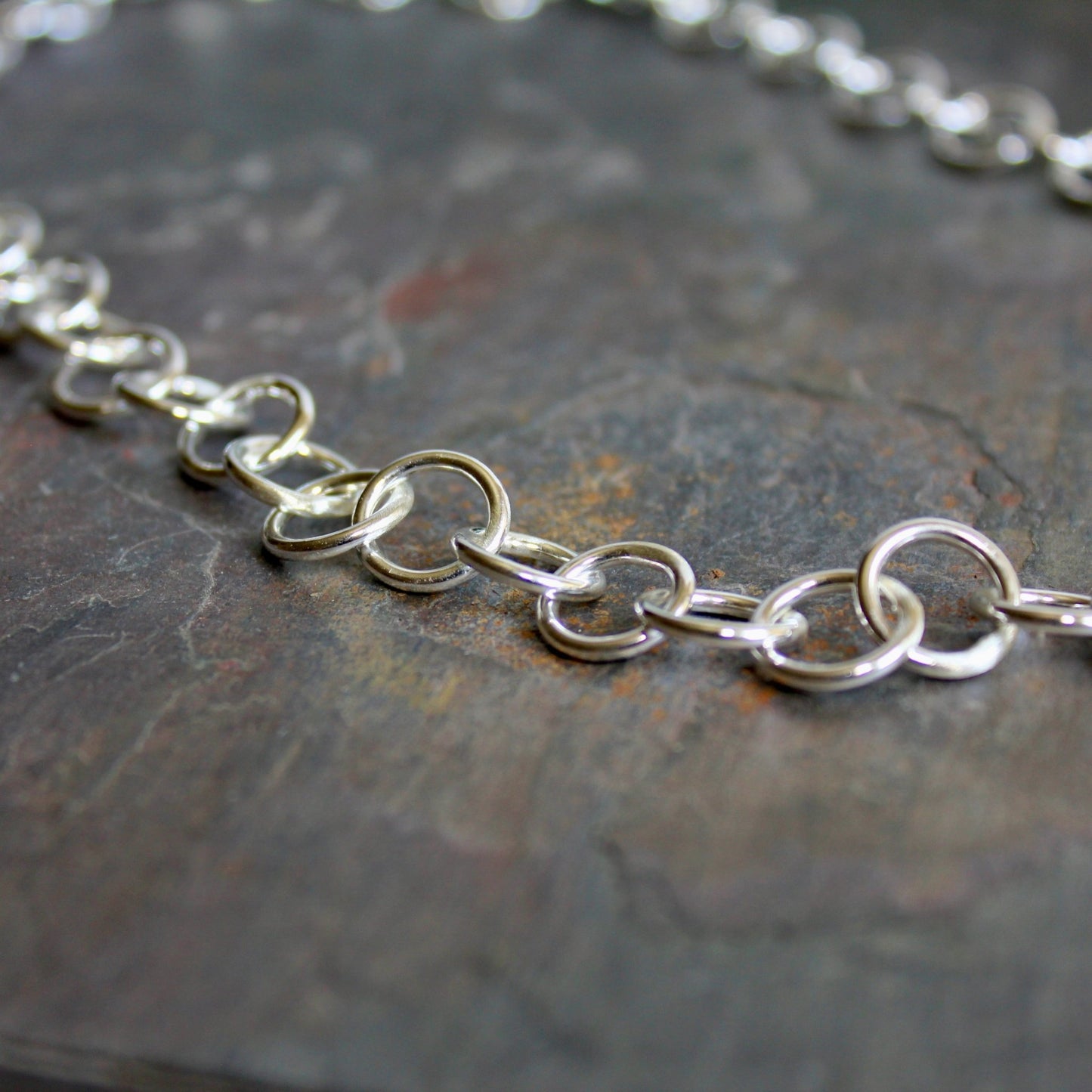 Heavy Handcrafted Sterling Silver Round Chain Necklace - AccentYourself