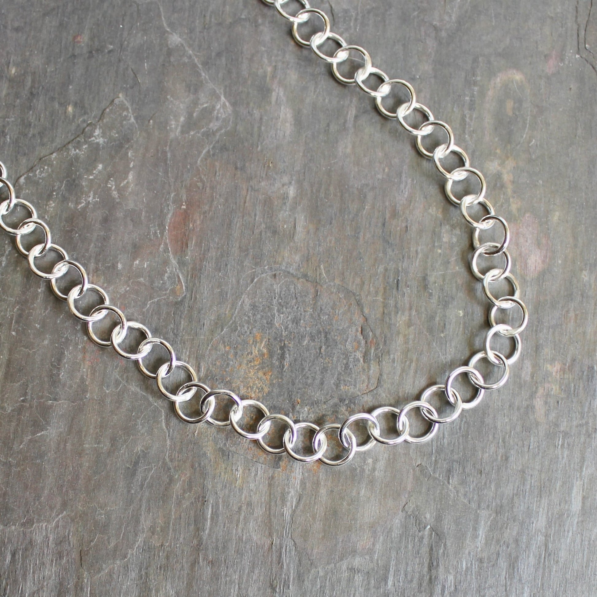 Heavy Handcrafted Sterling Silver Round Chain Necklace - AccentYourself