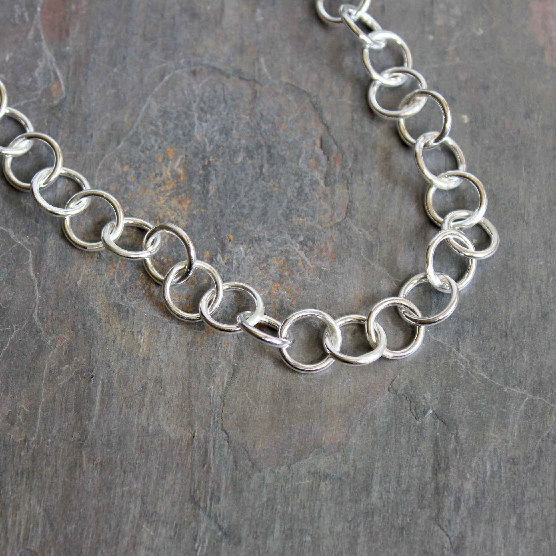 Heavy Handcrafted Sterling Silver Round Chain Necklace - AccentYourself