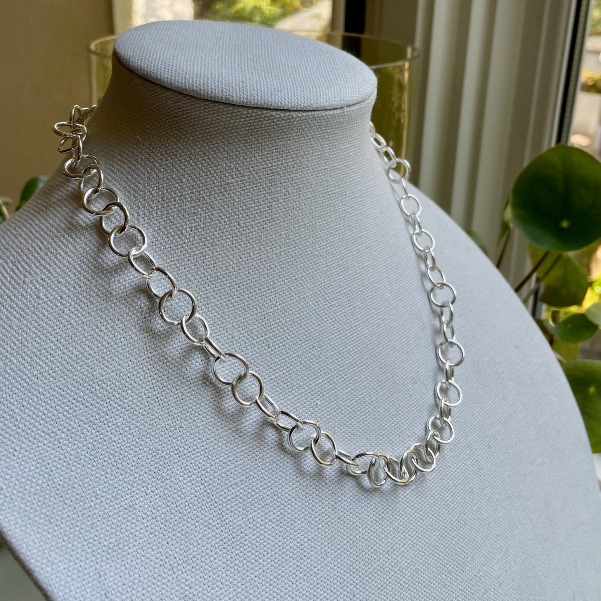 Heavy Sterling Silver Round Link Chain Necklace 1.4oz | Handmade ...