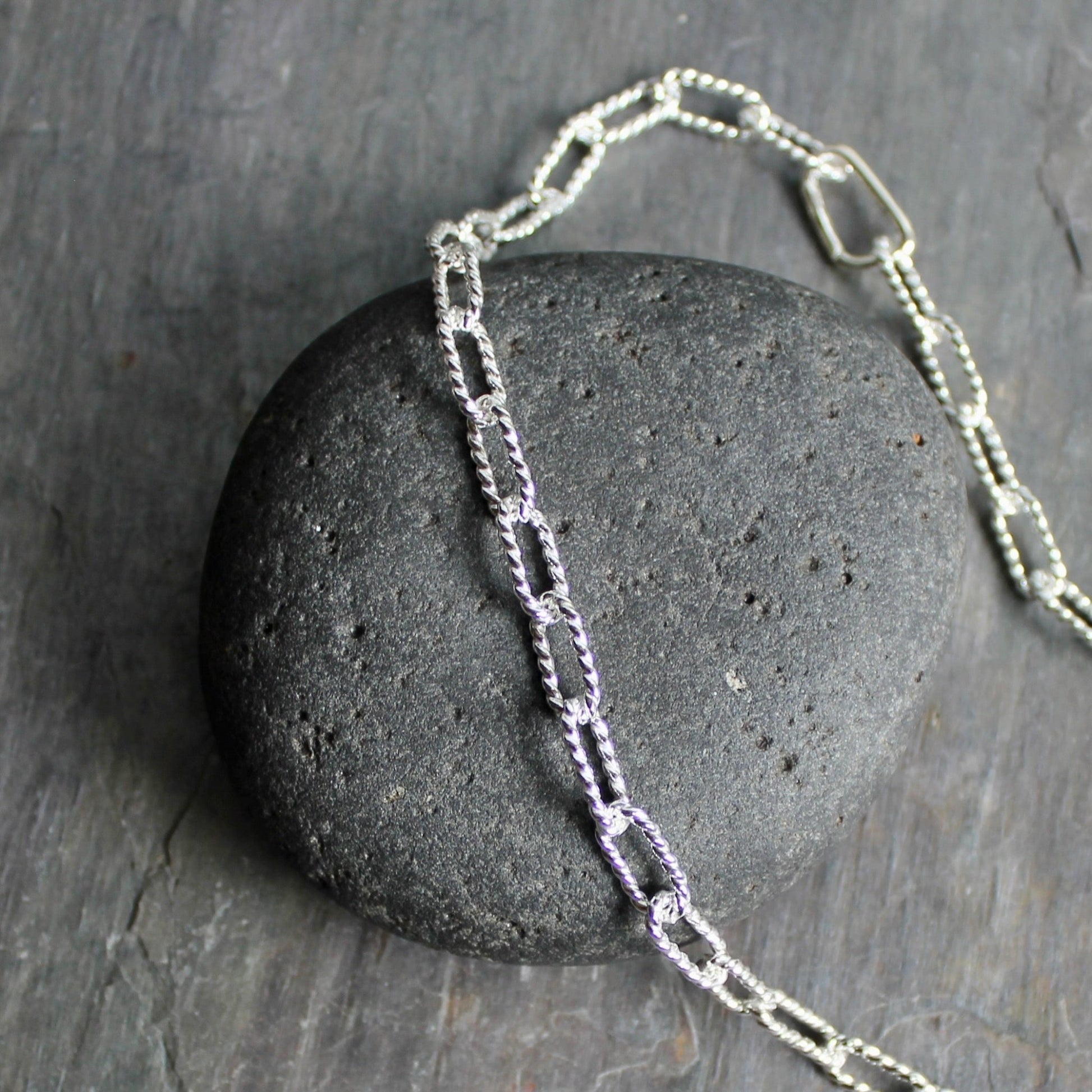 Heavy Handcrafted Sterling Silver Twist Oval Chain Necklace - AccentYourself