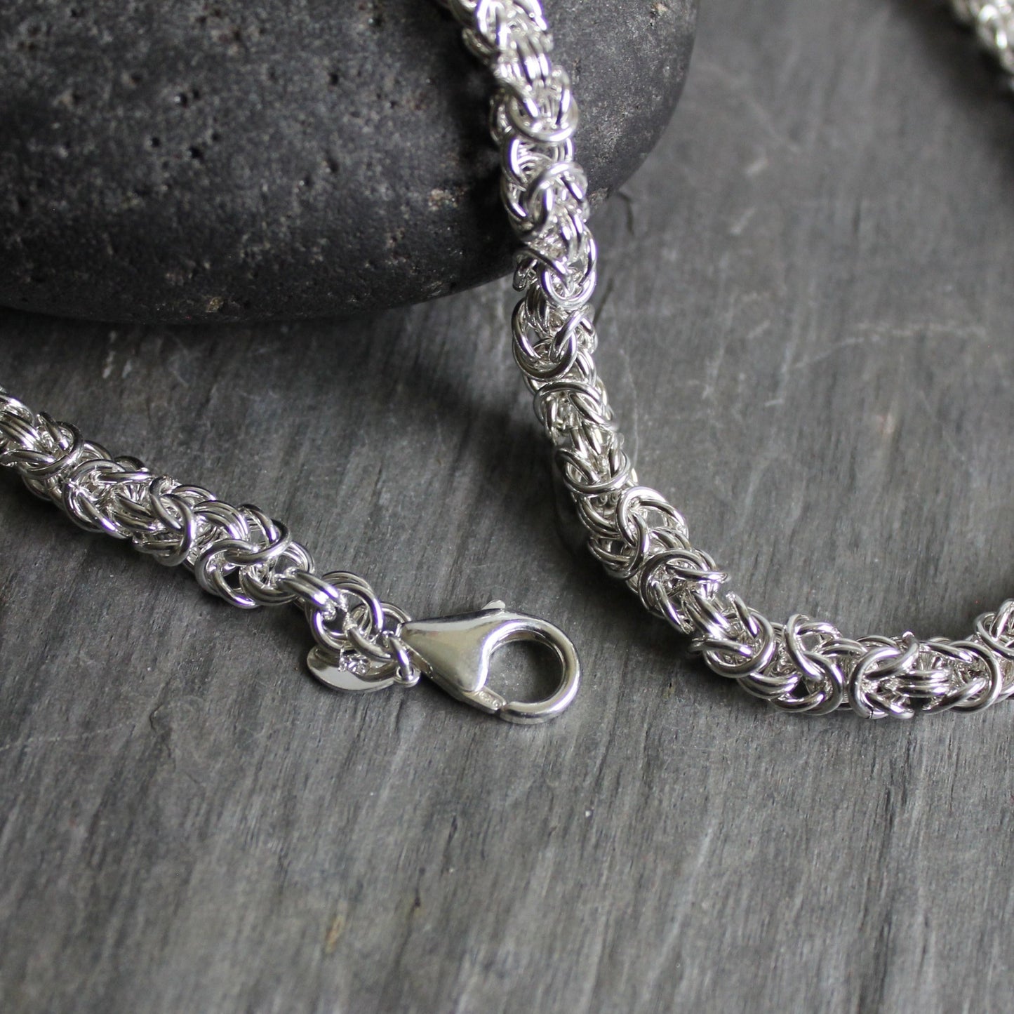 Heavy Sterling Silver Handmade Byzantine Chain Necklace - AccentYourself