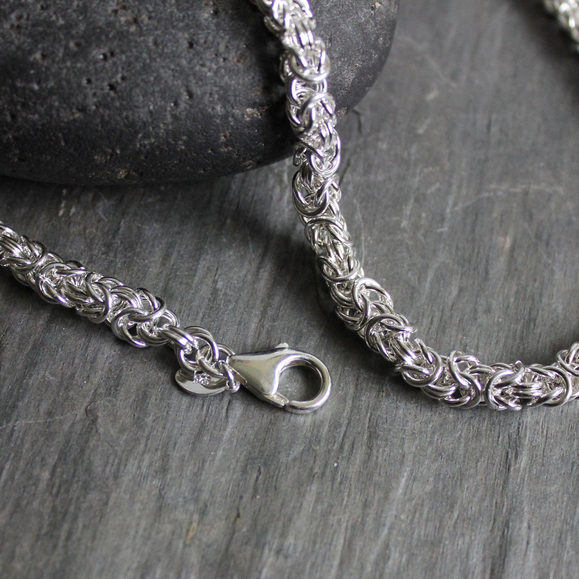 Heavy Sterling Silver Handmade Byzantine Chain Necklace - AccentYourself