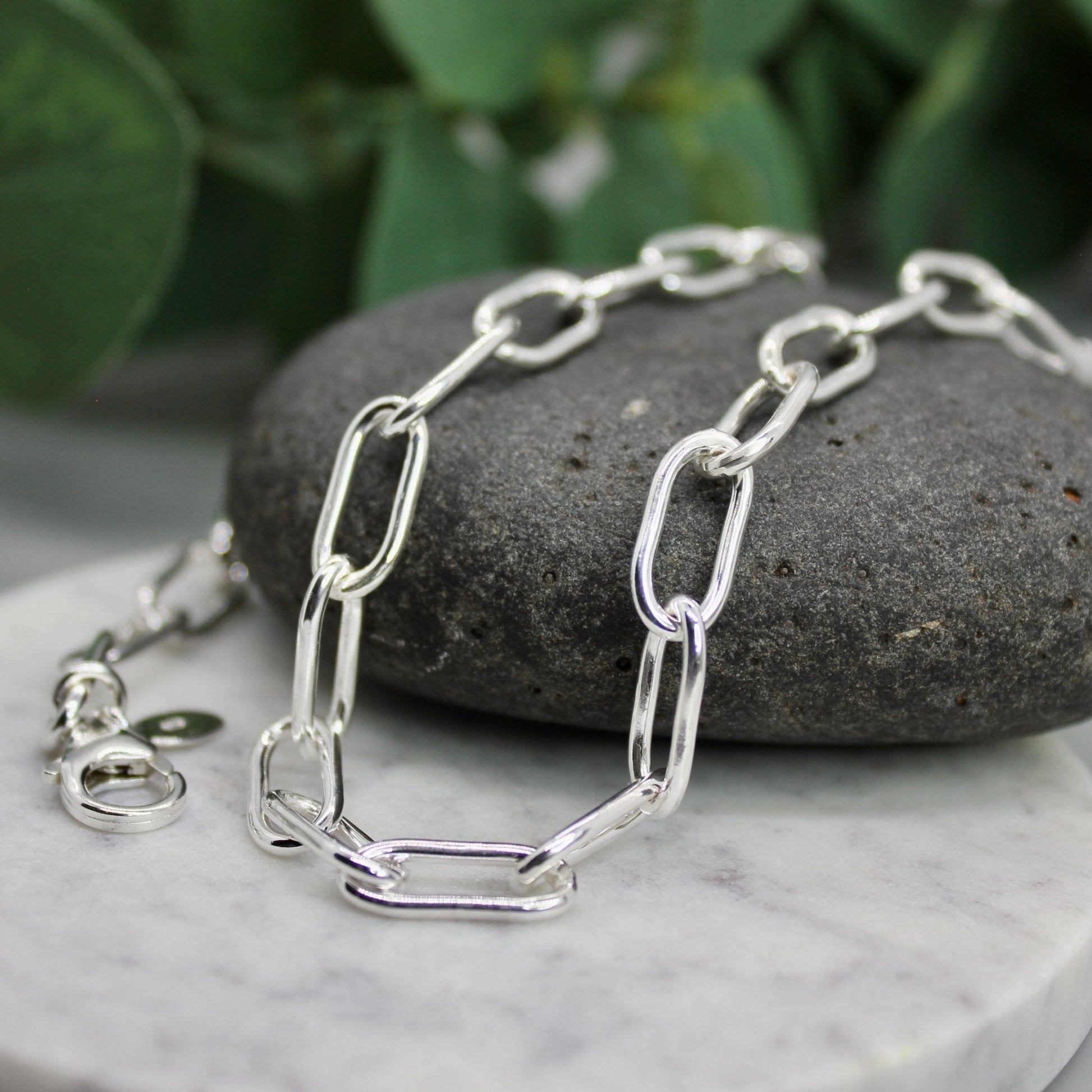 Heavy Sterling Silver Oval Link Chain Necklace - AccentYourself