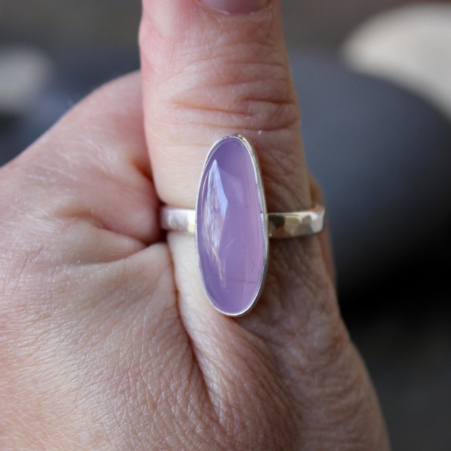 thumb wearing sterling silver holley blue agate statement ring