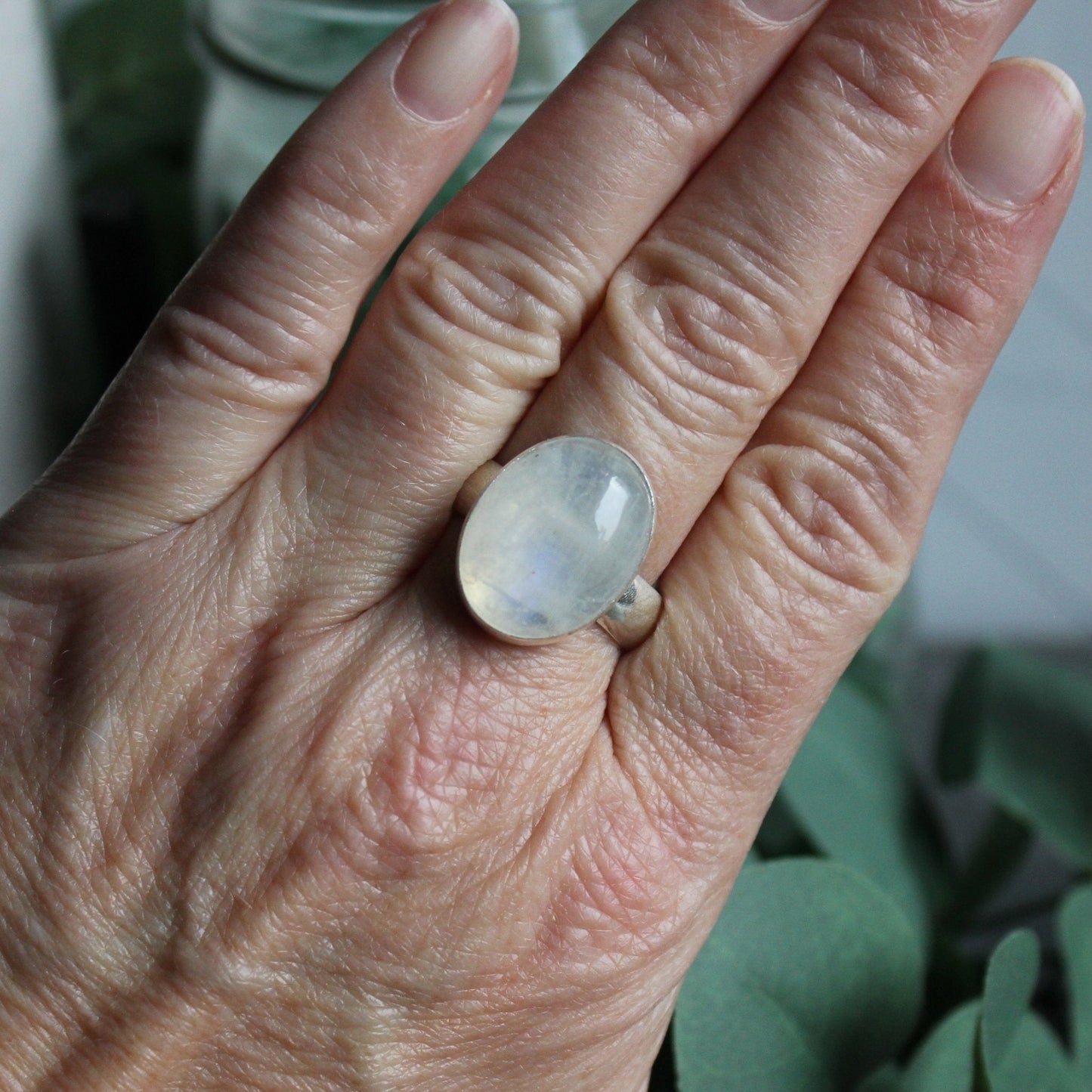 Huge Rainbow Moonstone Statement Ring - AccentYourself