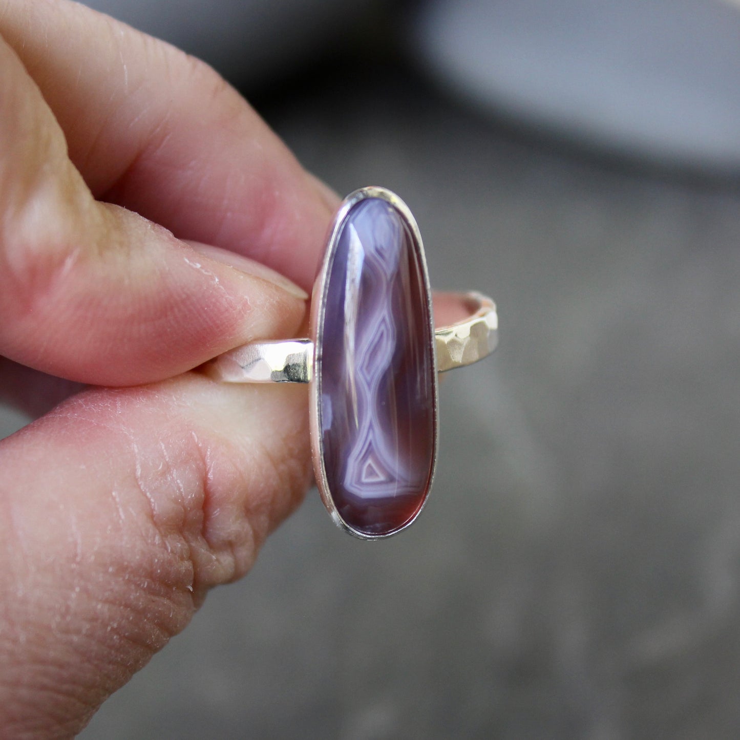 size 13.75 holley blue agate statement ring