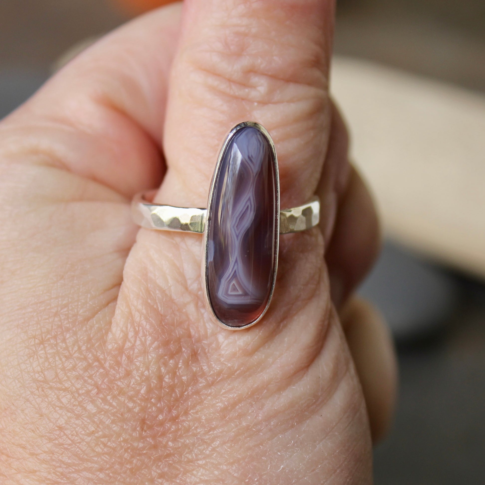 size 13.75 holley blue agate statement ring