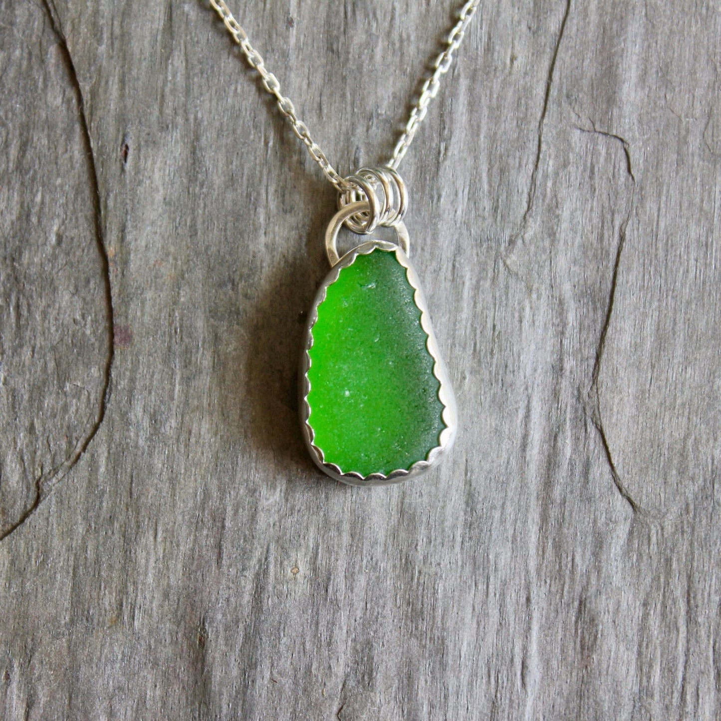 Large Lime Green Sea Glass Necklace - AccentYourself