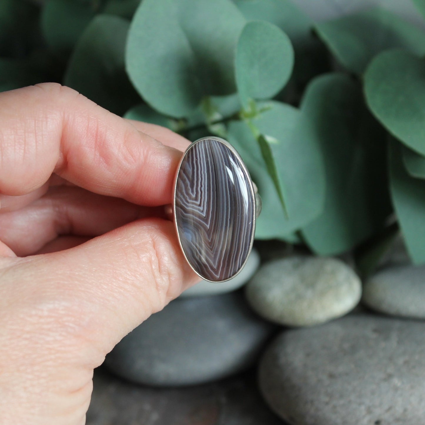 Large Oval Botswana Agate Statement Ring - AccentYourself