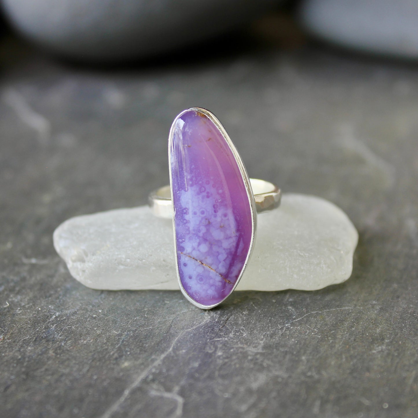 large holley blue agate ring size 11