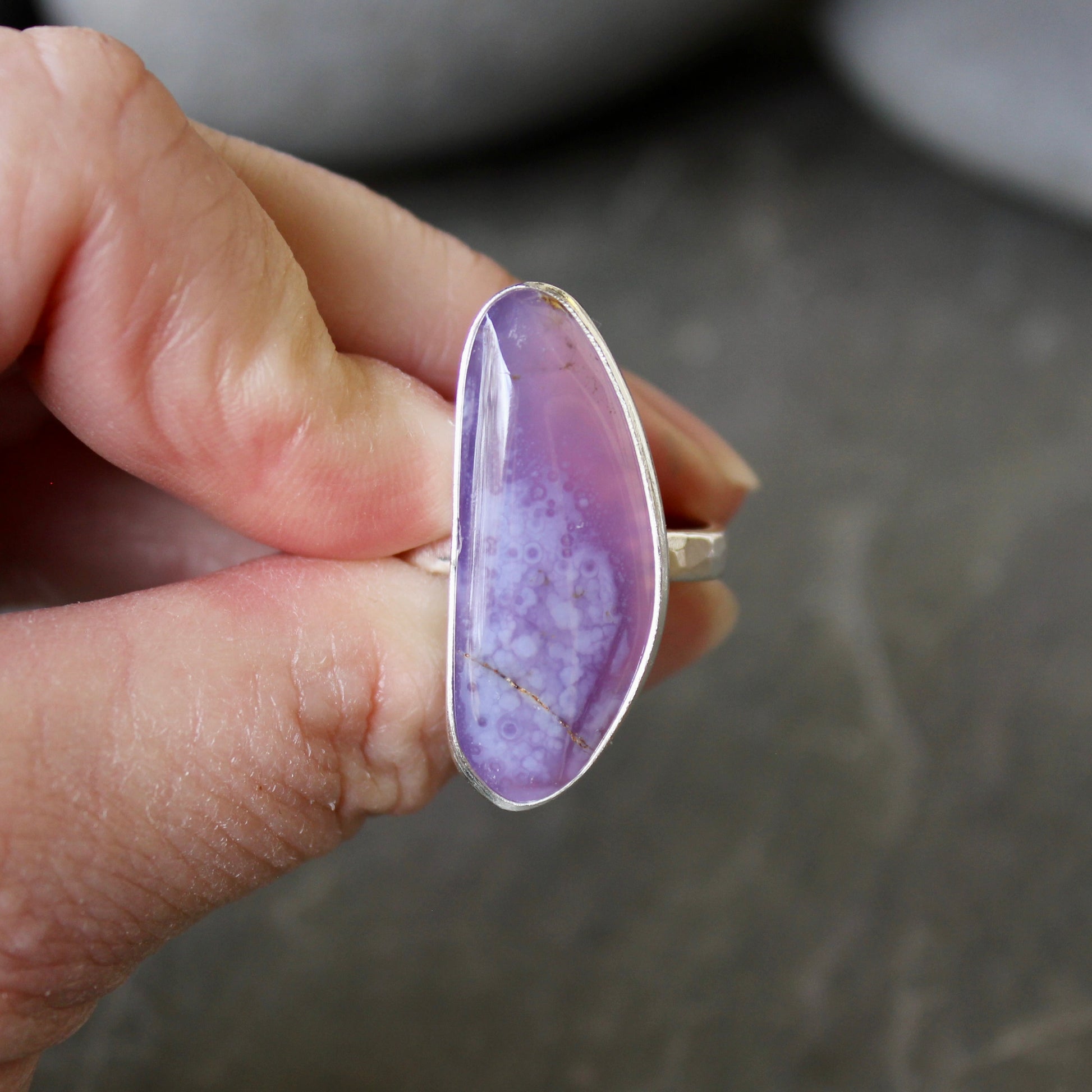 large holley blue agate ring size 11