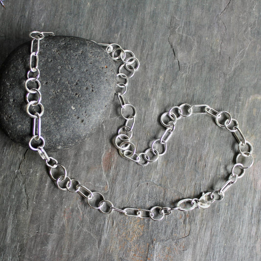 Luxe Sterling Silver Chain Necklace With Random Links - AccentYourself