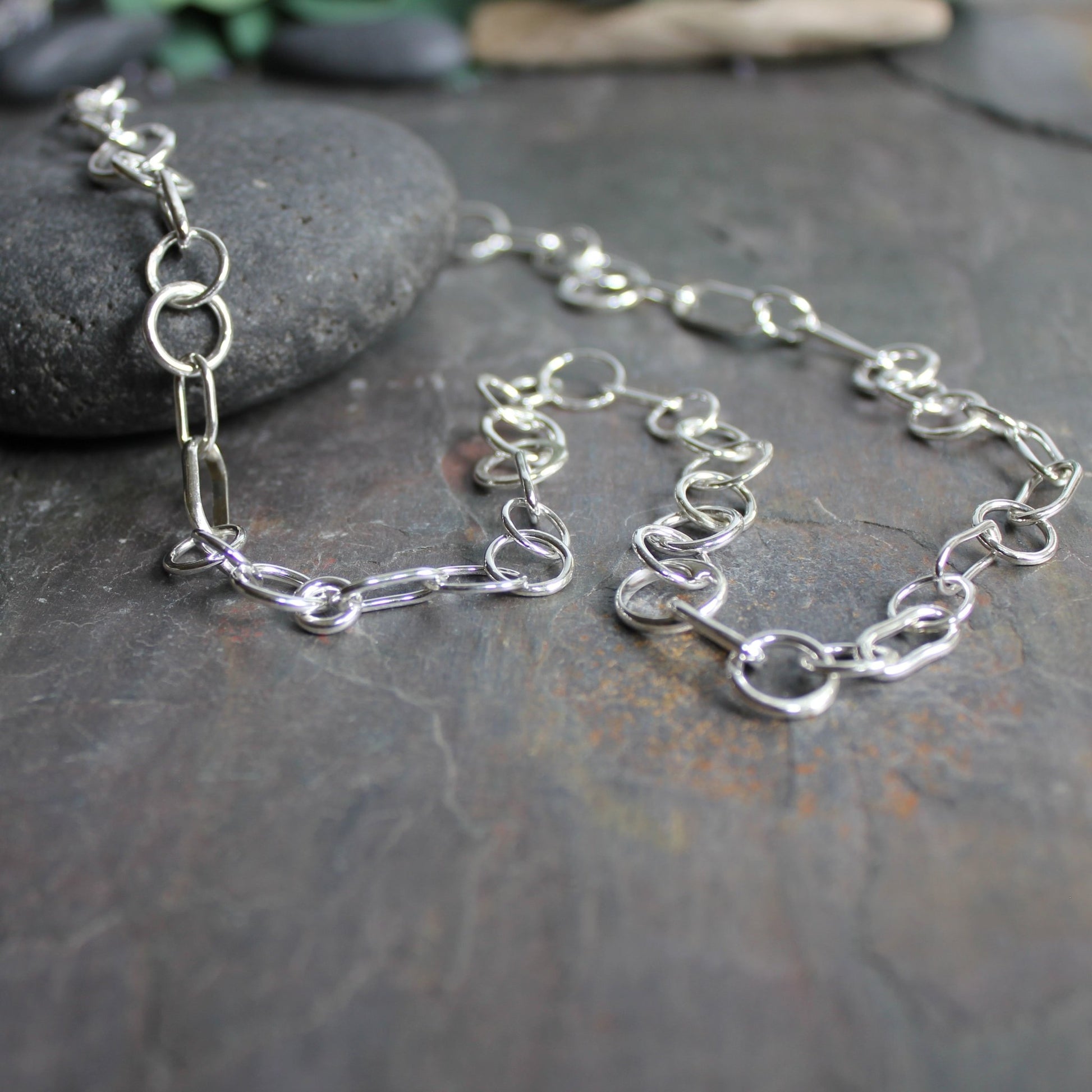 Luxe Sterling Silver Chain Necklace With Random Links - AccentYourself