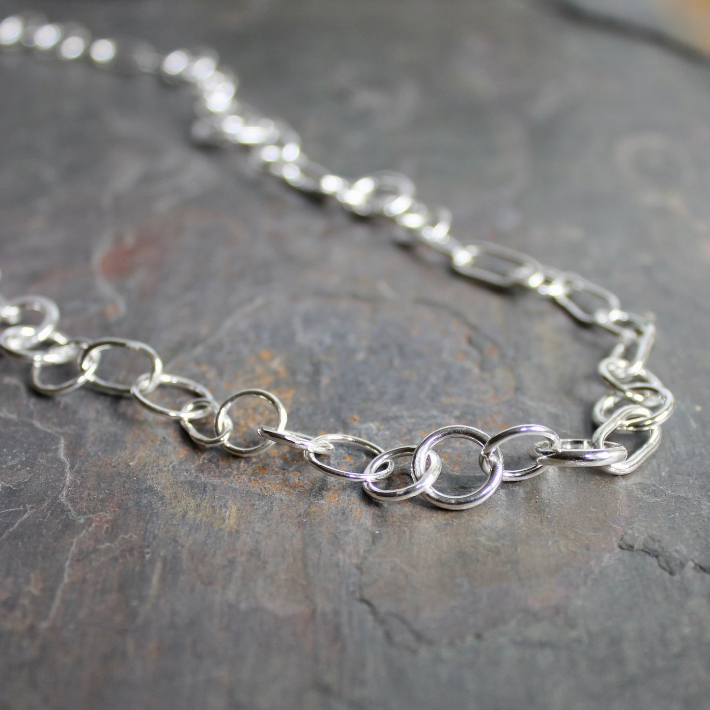 Luxe Sterling Silver Chain Necklace With Random Links - AccentYourself