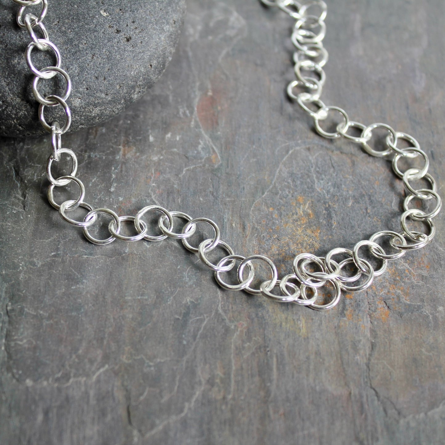 Medium Handcrafted Sterling Silver Round Chain Necklace - AccentYourself