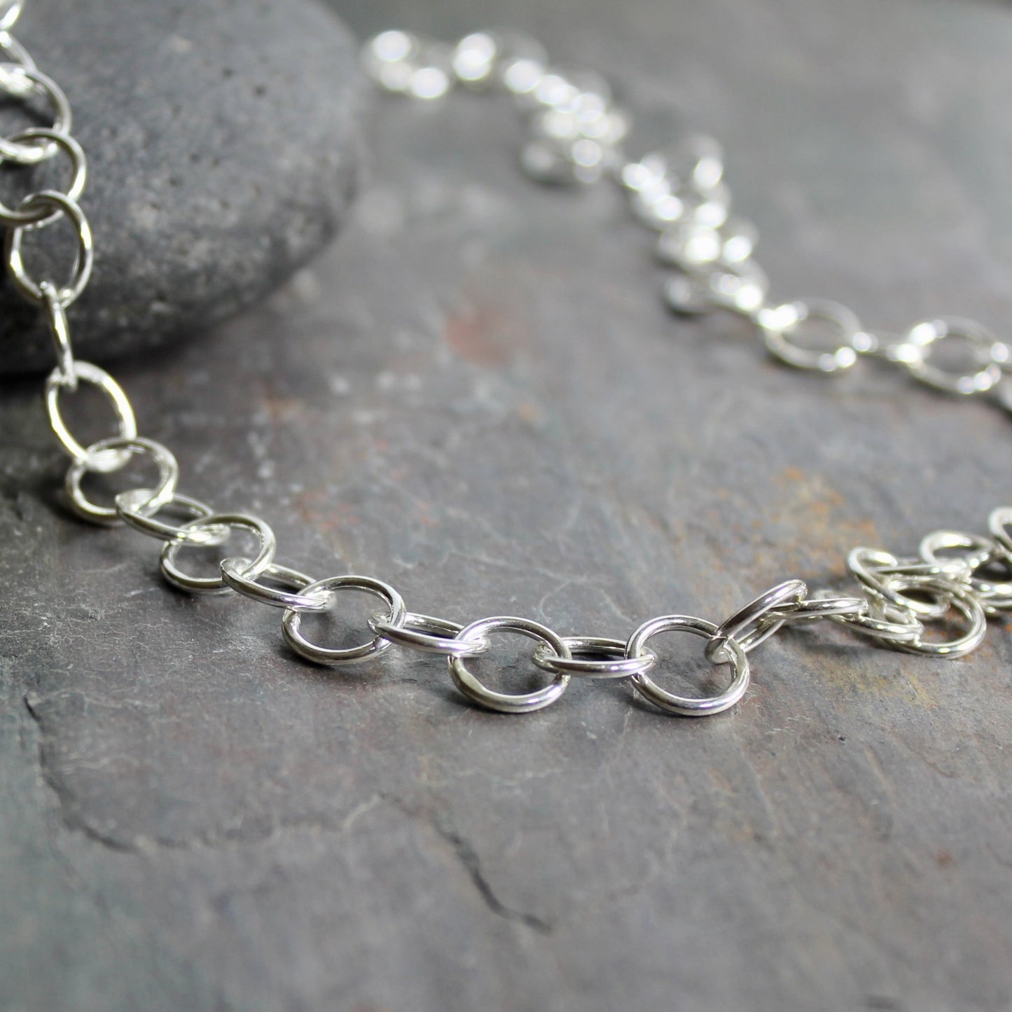 Medium Handcrafted Sterling Silver Round Chain Necklace - AccentYourself