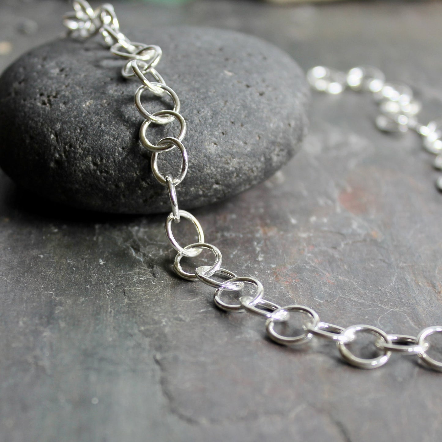 Medium Handcrafted Sterling Silver Round Chain Necklace - AccentYourself