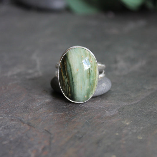 Men's Oregon Gary Green Jasper Statement Ring - AccentYourself