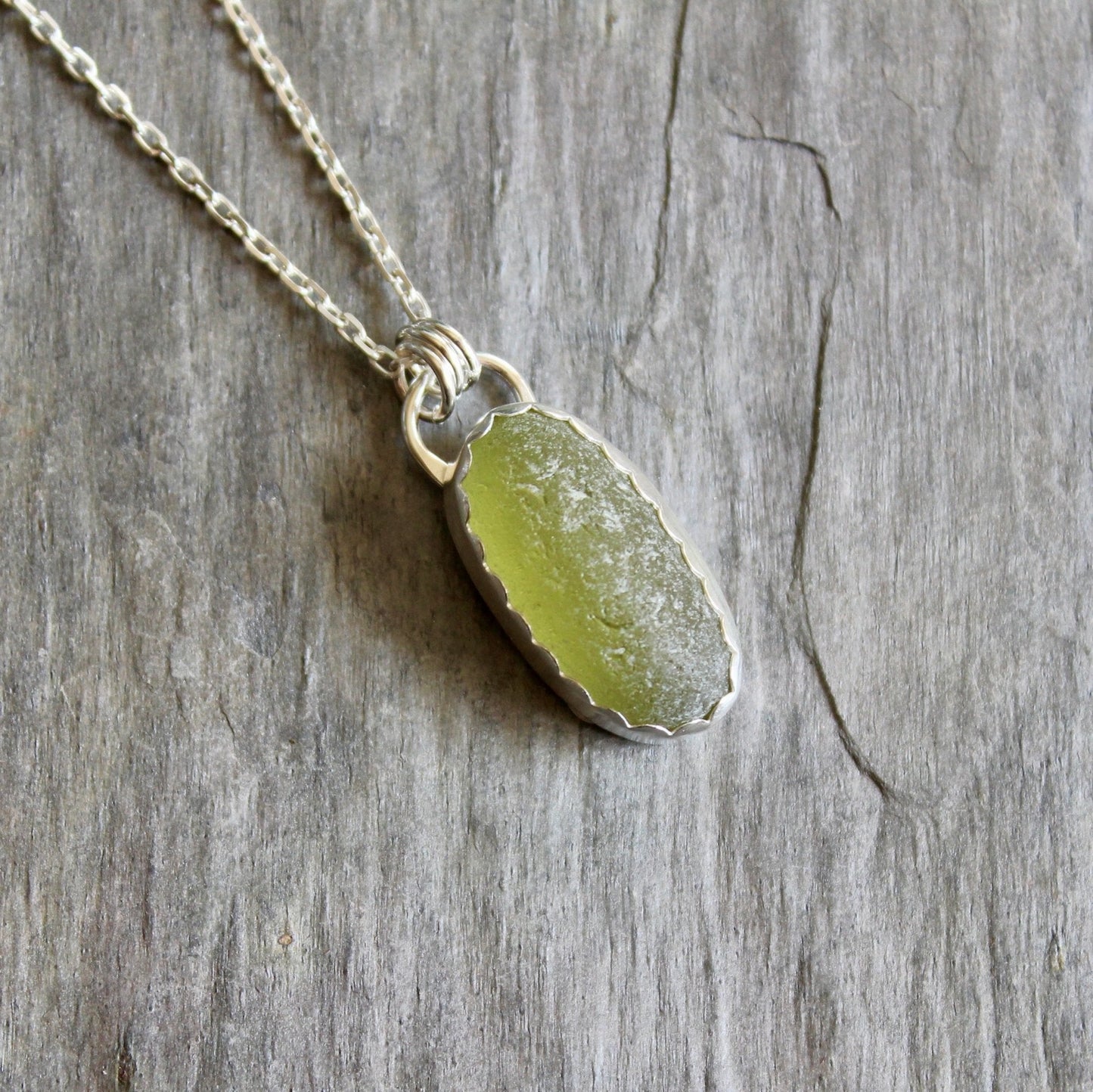 Olive Green Sea Glass Necklace - AccentYourself