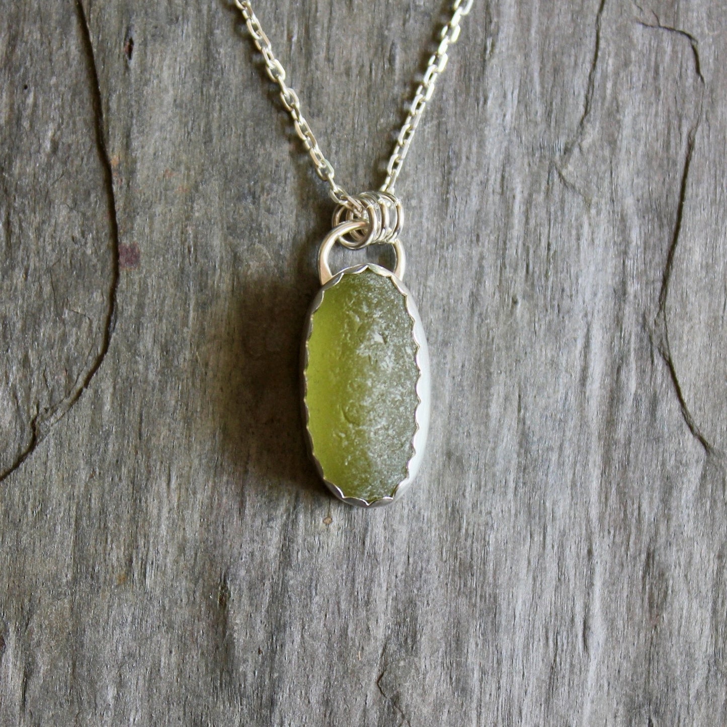 Olive Green Sea Glass Necklace - AccentYourself