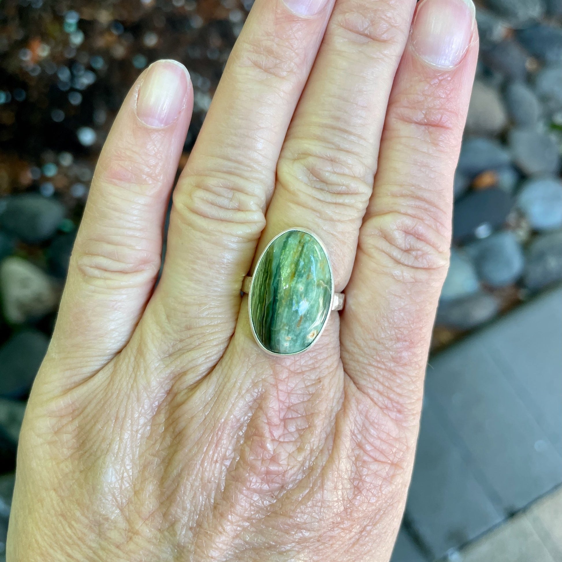 Oregon Gary Green Jasper Statement Ring - AccentYourself