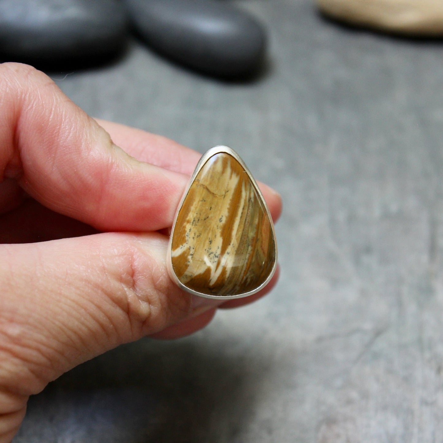 Oregon Owyhee Picture Jasper Statement Ring - AccentYourself