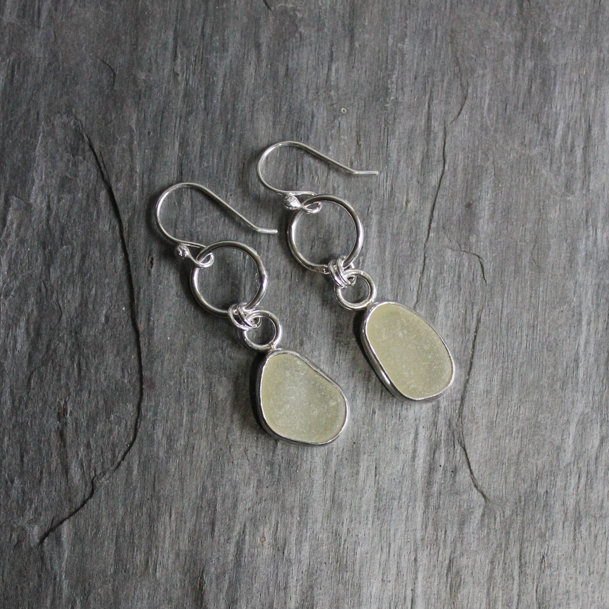 Pale Yellow Dangly Sea Glass Earrings - AccentYourself