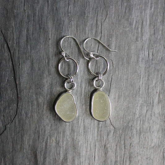 Pale Yellow Dangly Sea Glass Earrings - AccentYourself