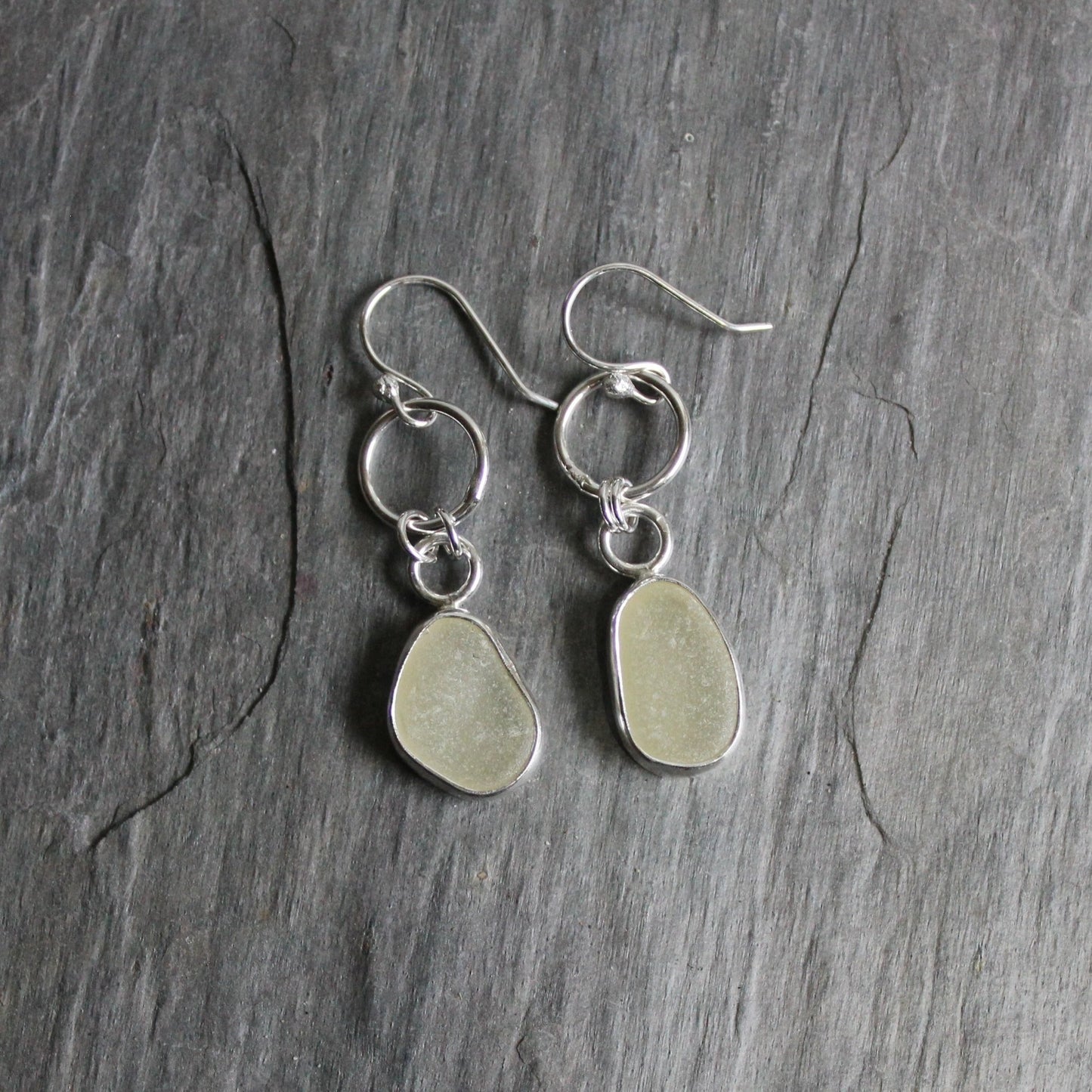 Pale Yellow Dangly Sea Glass Earrings - AccentYourself