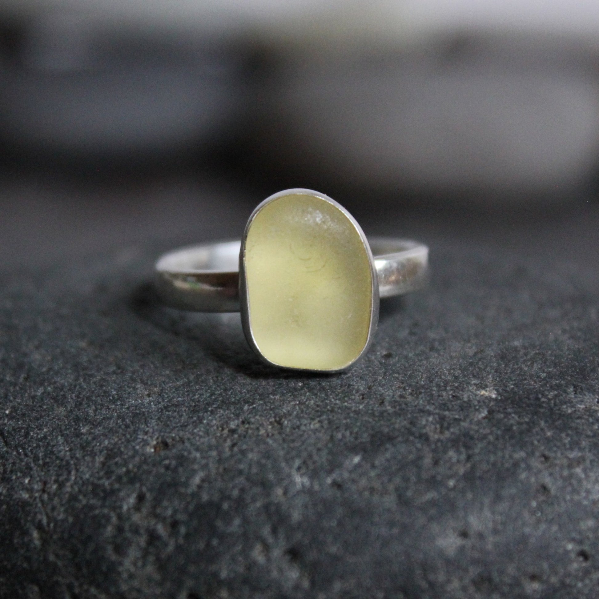 Pale Yellow Sea Glass Ring - AccentYourself