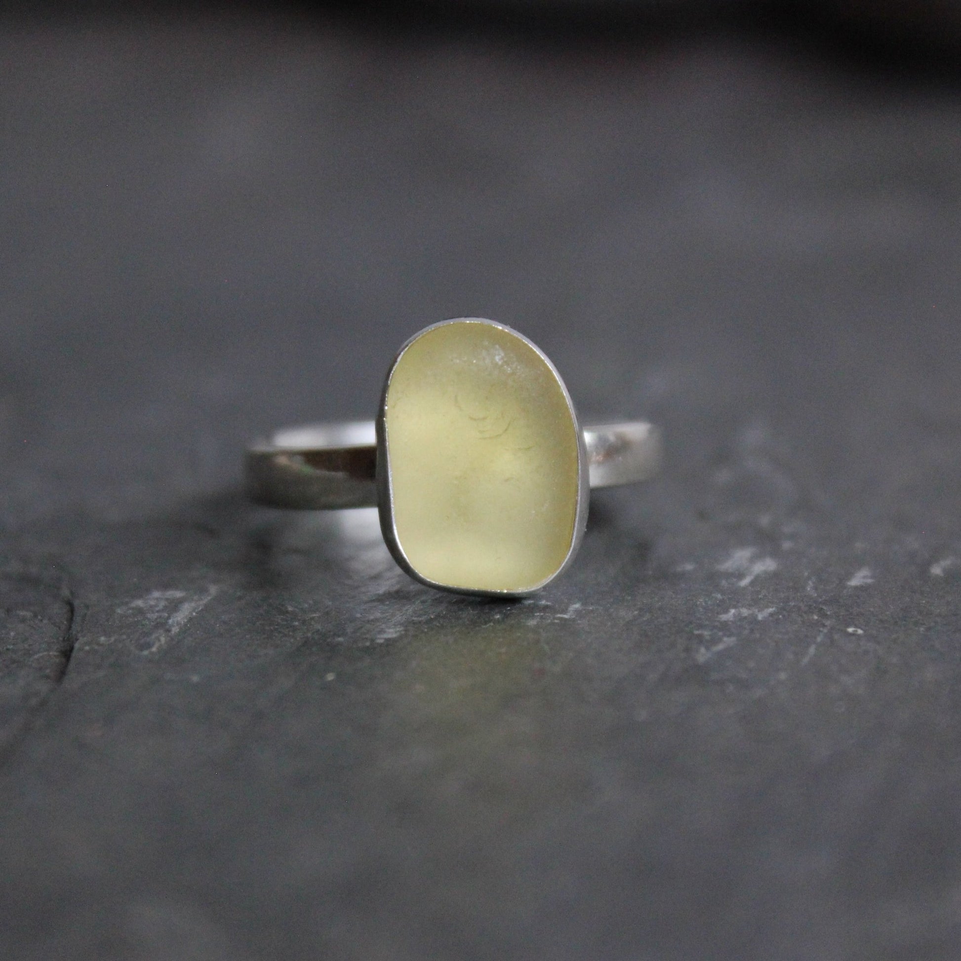 Pale Yellow Sea Glass Ring - AccentYourself