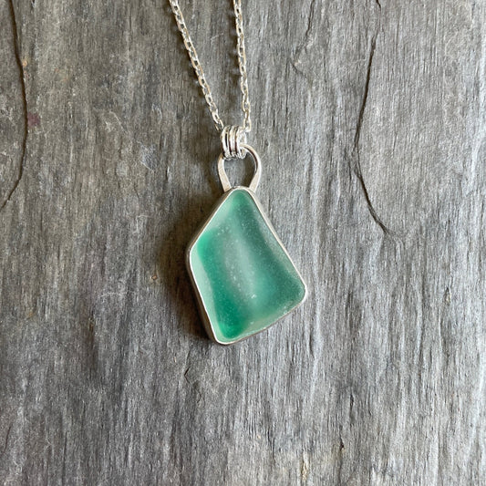 Rare Green and White Sea Glass Necklace - AccentYourself