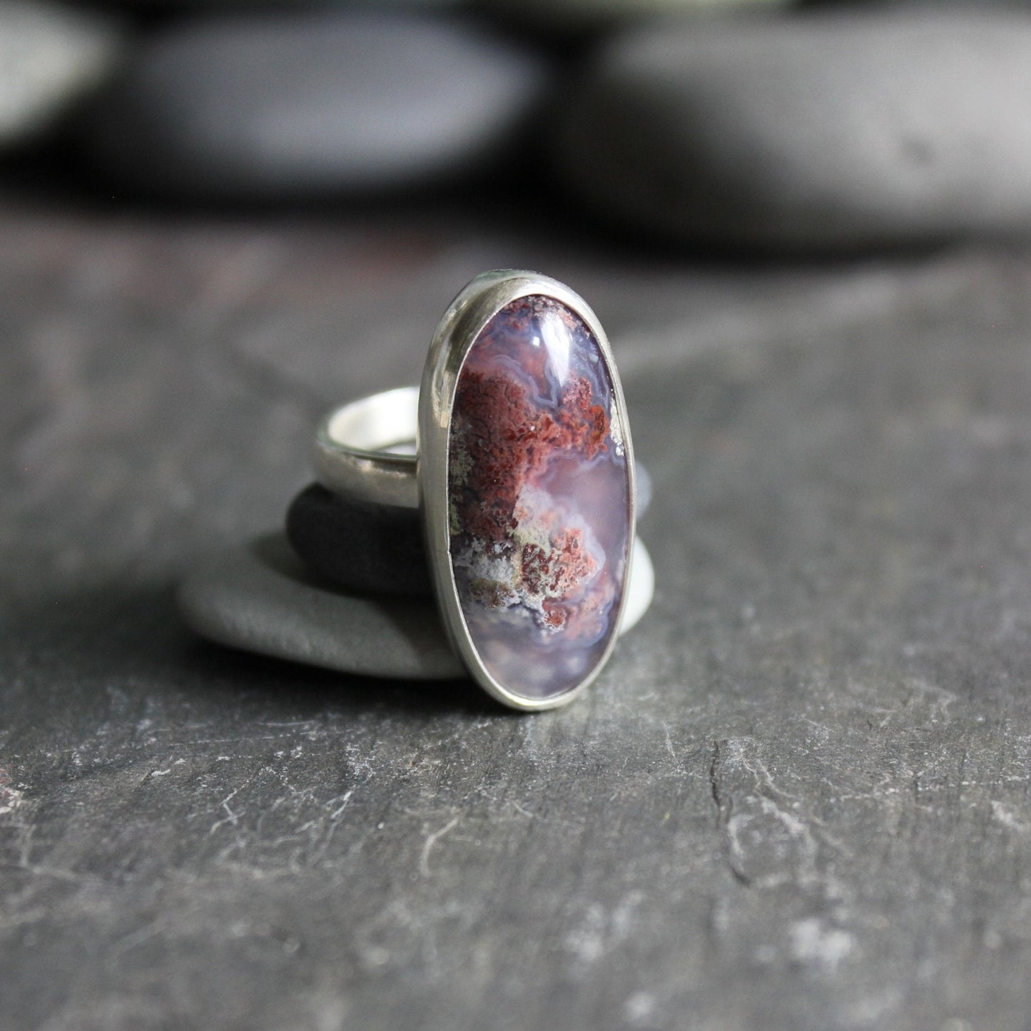 Red Oregon Plume Agate Statement Ring - AccentYourself