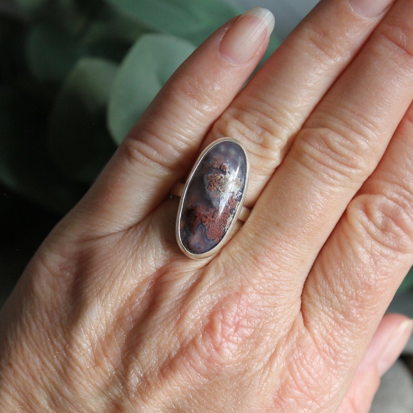 Red Oregon Plume Agate Statement Ring - AccentYourself