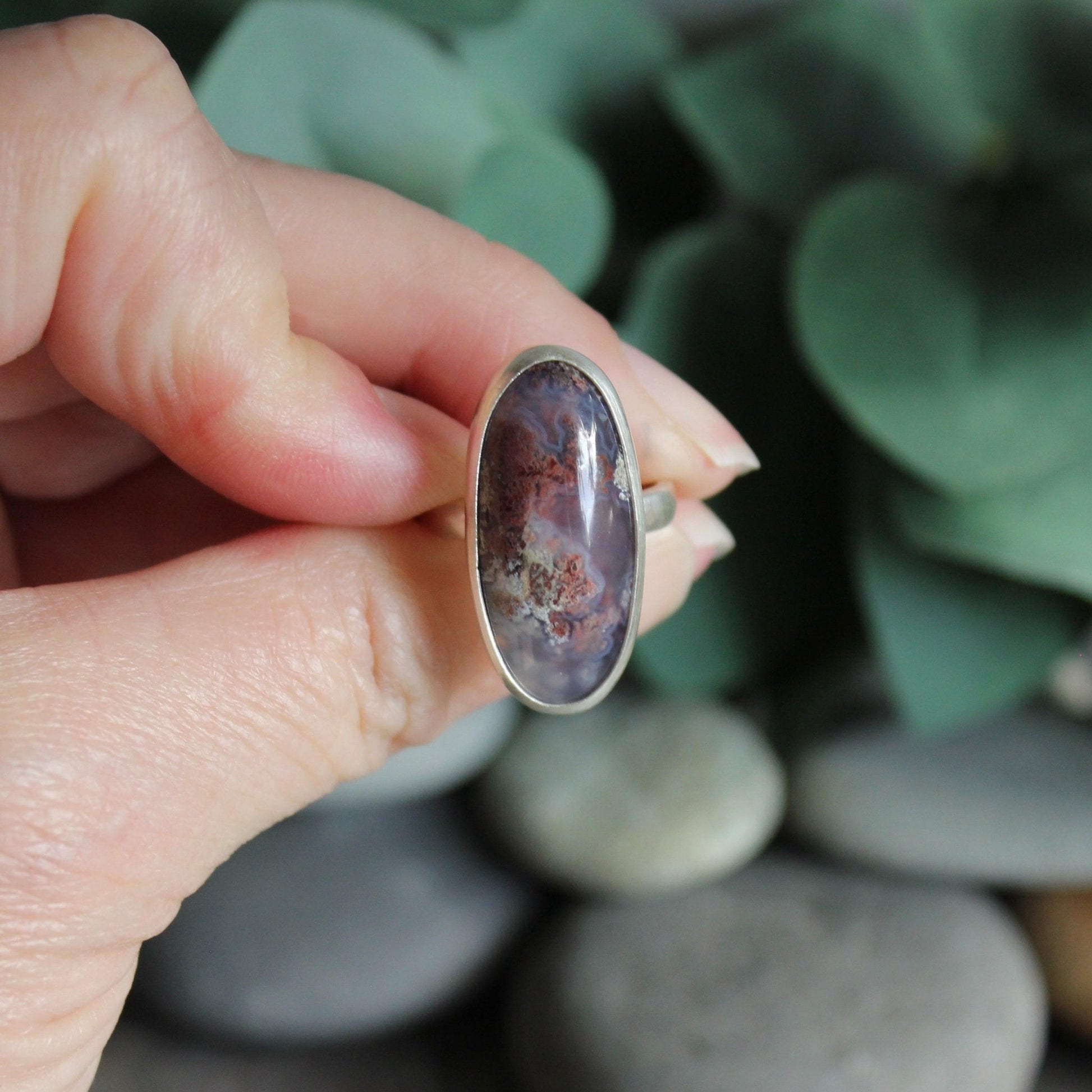 Red Oregon Plume Agate Statement Ring - AccentYourself