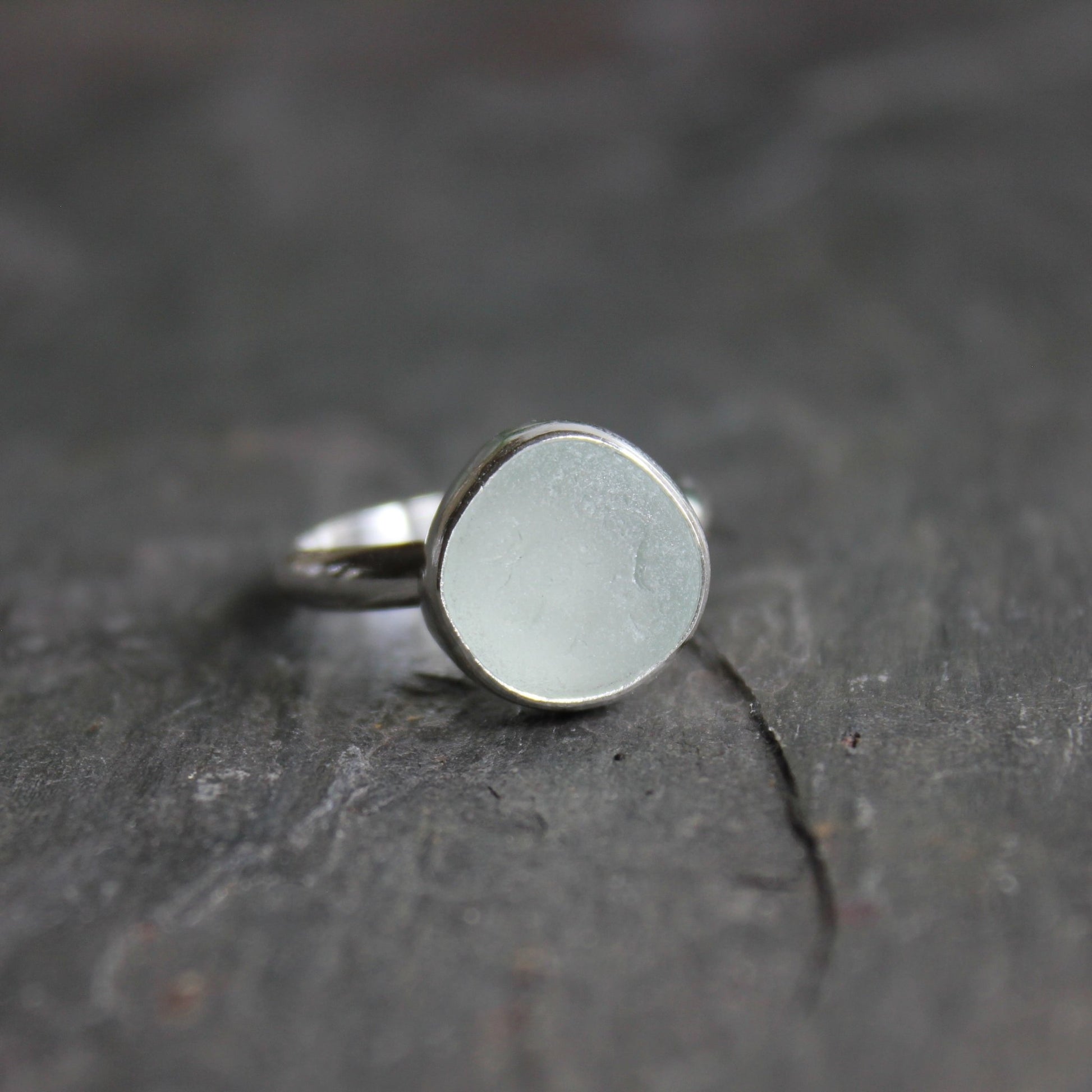 Round White Sea Glass Ring - AccentYourself