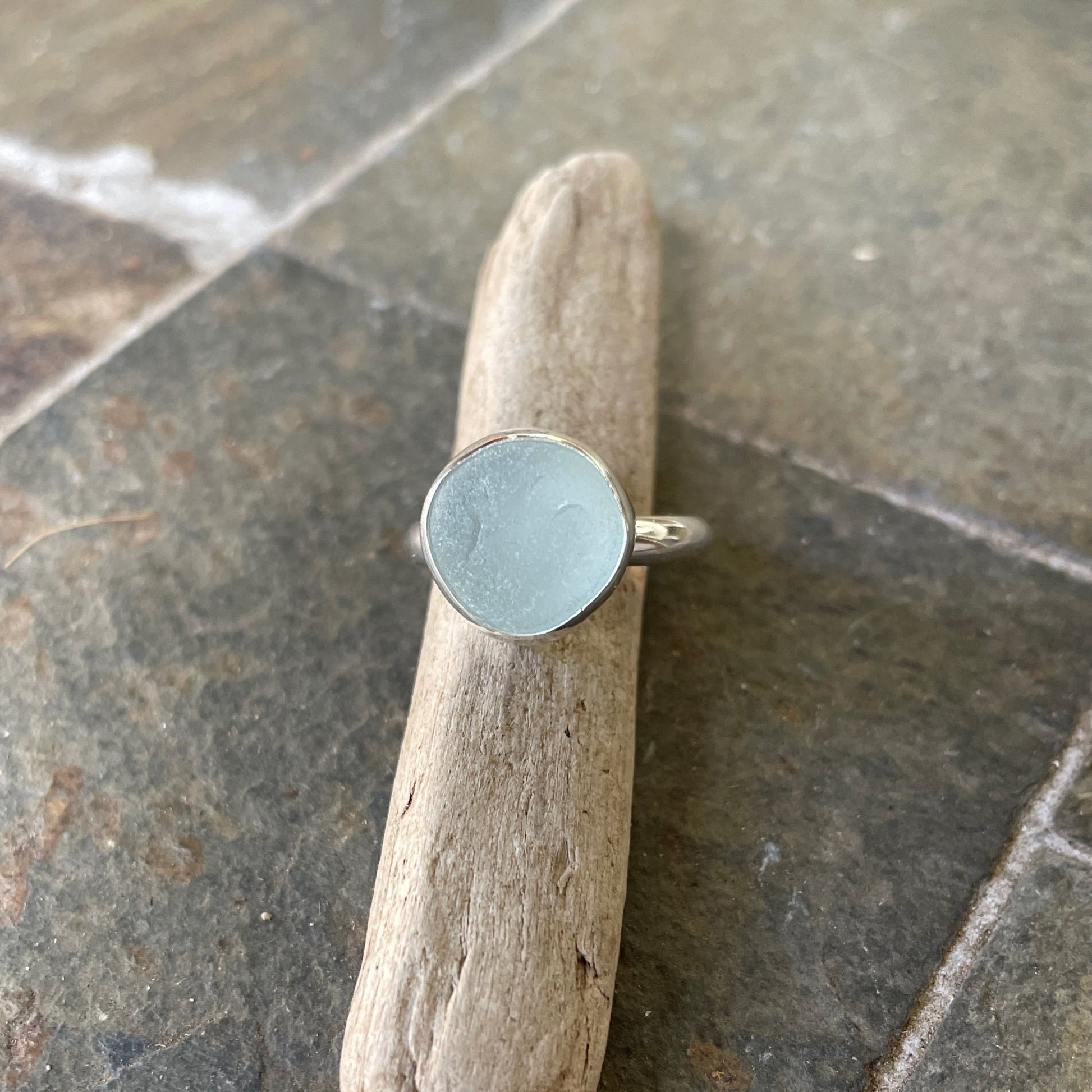 Round White Sea Glass Ring - AccentYourself