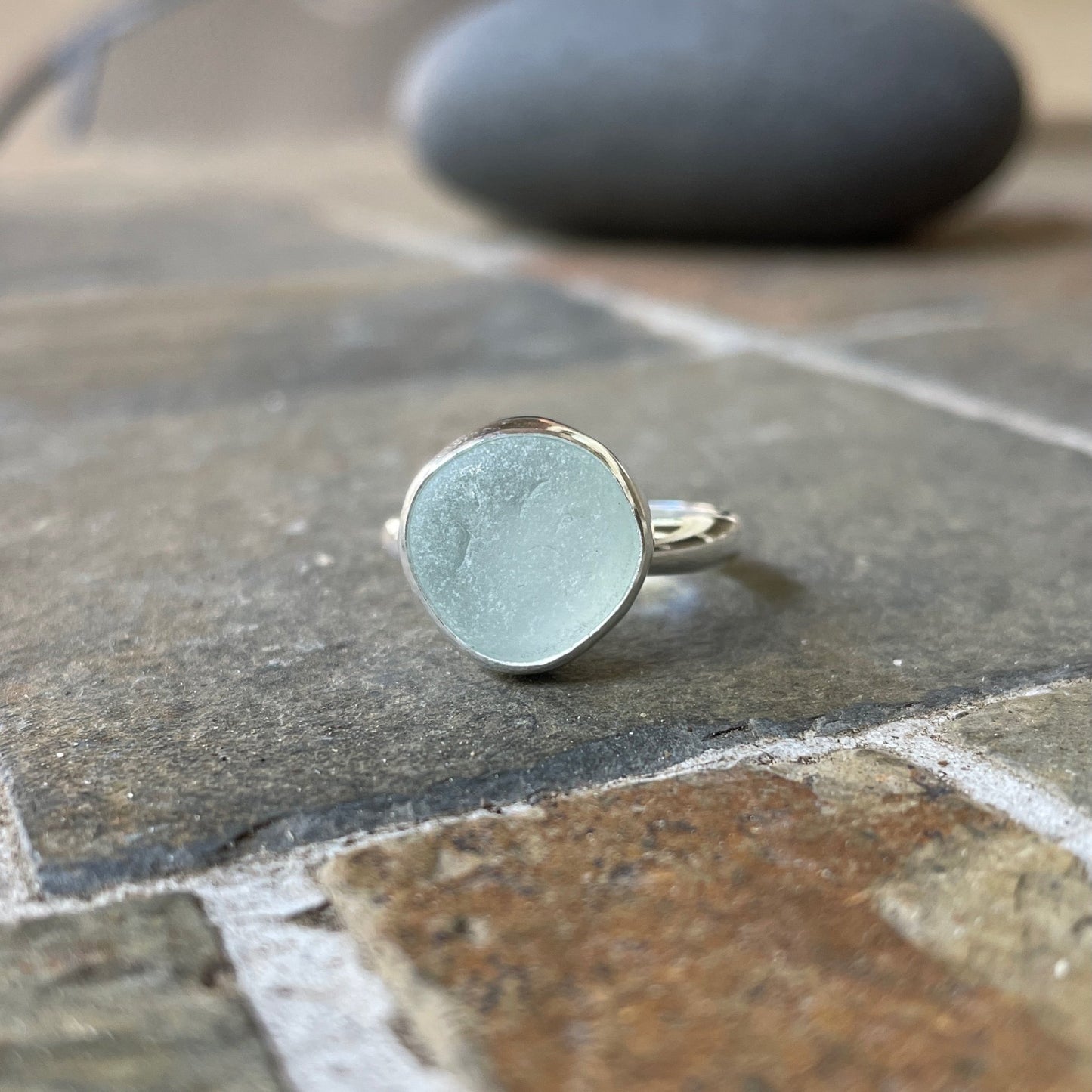 Round White Sea Glass Ring - AccentYourself