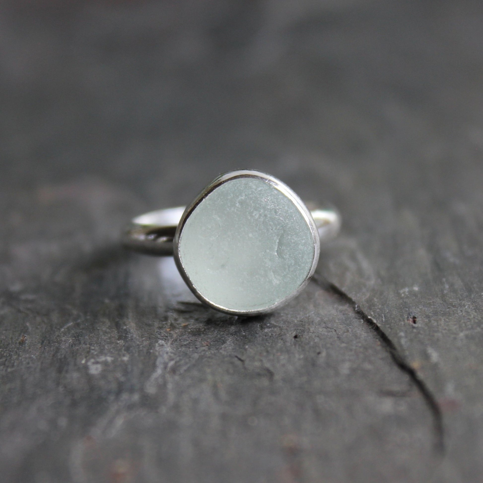 Round White Sea Glass Ring - AccentYourself