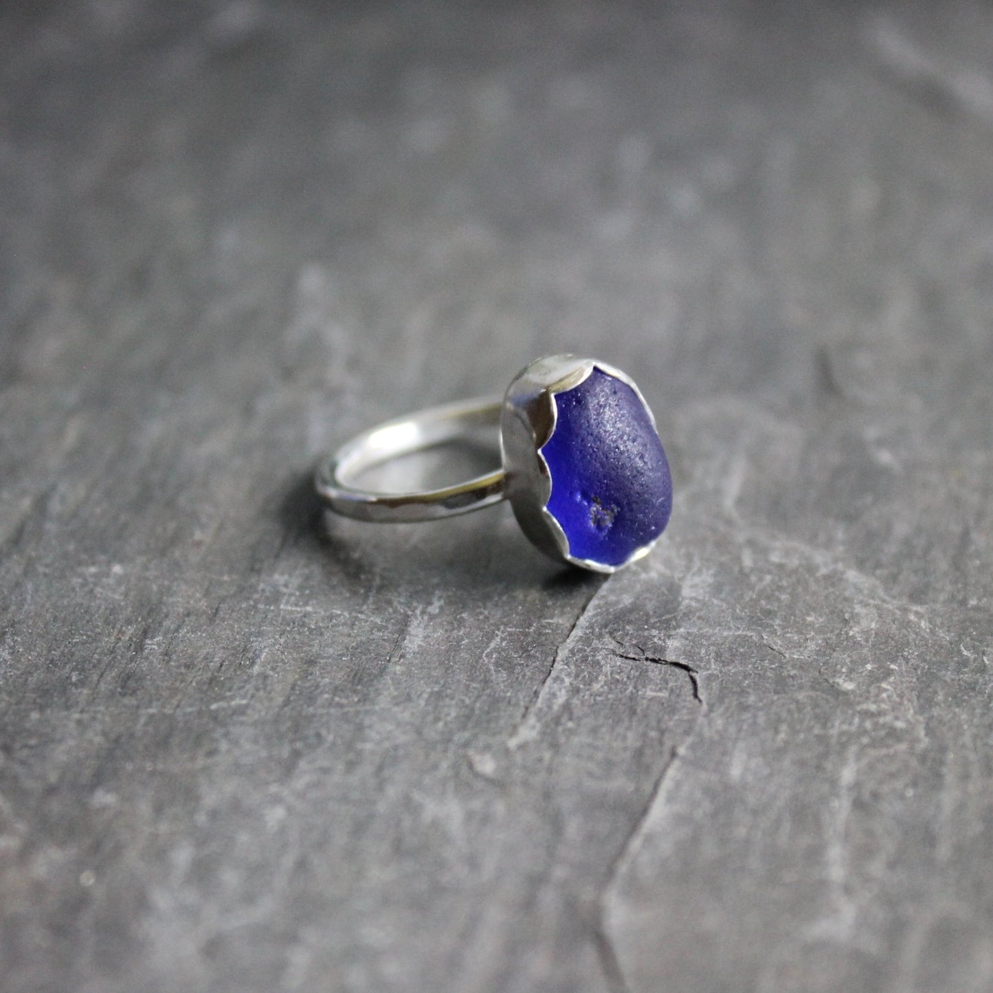 Rounded Cobalt Blue Sea Glass Ring - AccentYourself