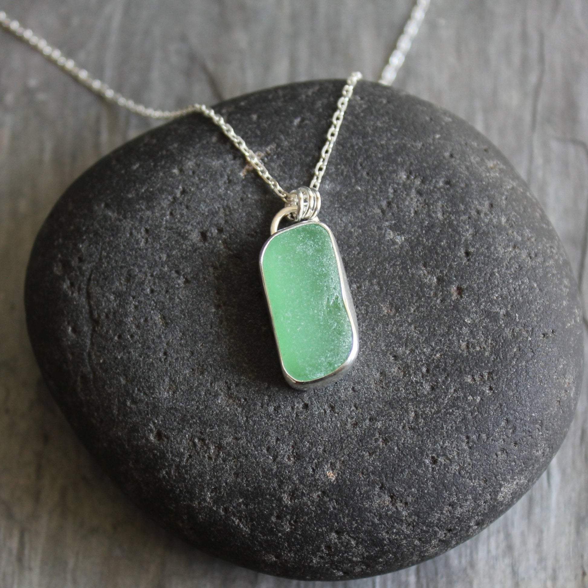 Sage Green Japanese Sea Glass Necklace - AccentYourself