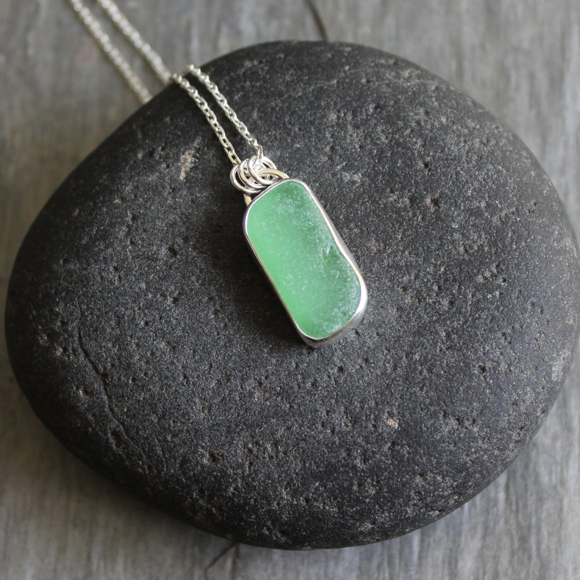 Sage Green Japanese Sea Glass Necklace - AccentYourself