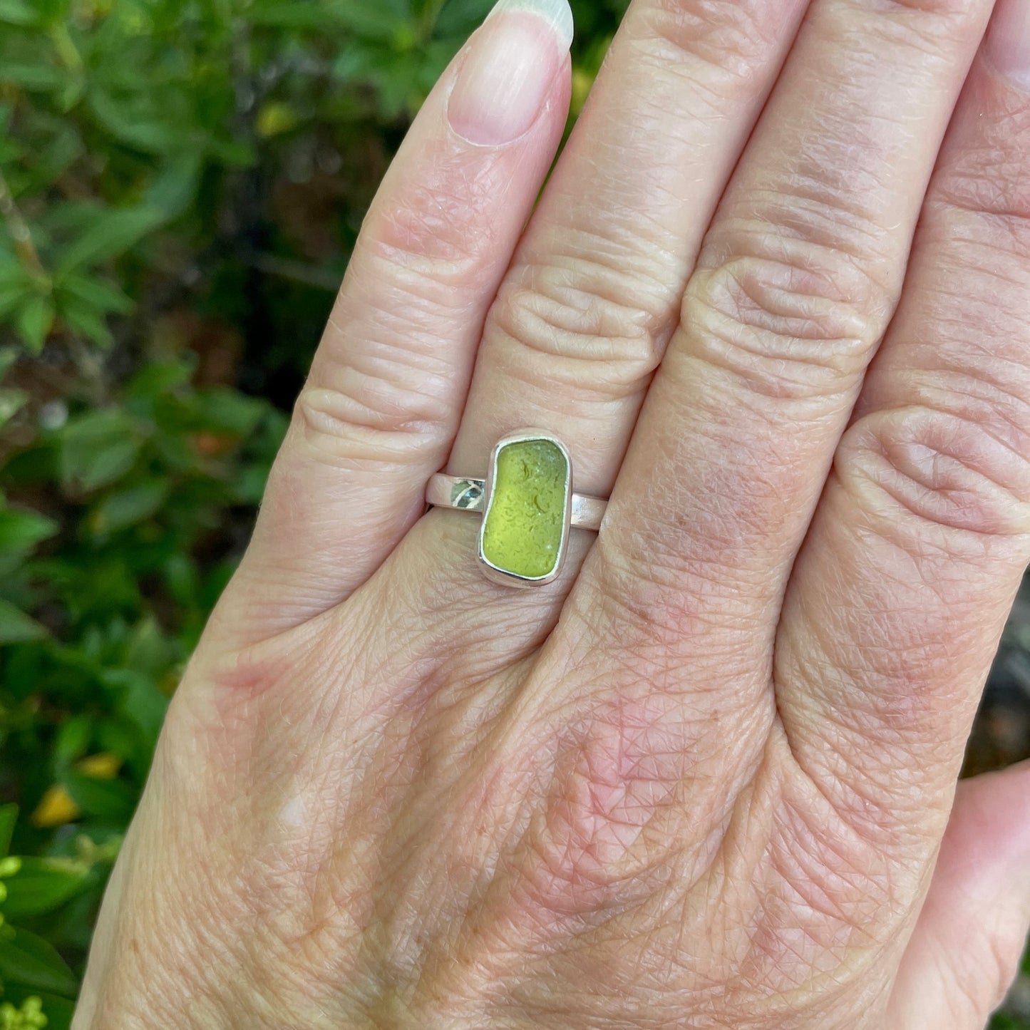 Small Olive Green Sea Glass Ring - AccentYourself