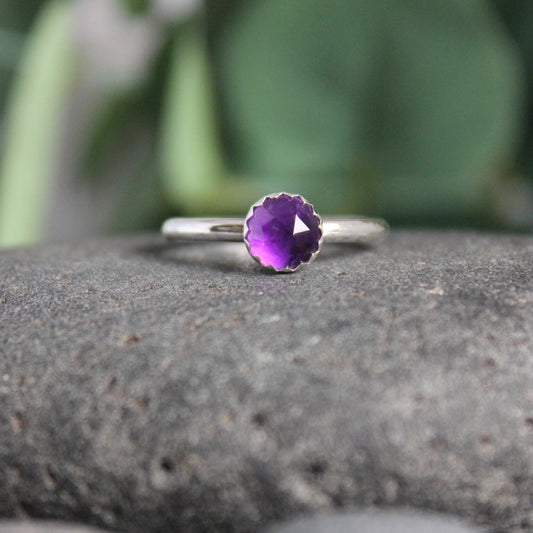 Sterling Silver Amethyst Stacking Ring - AccentYourself