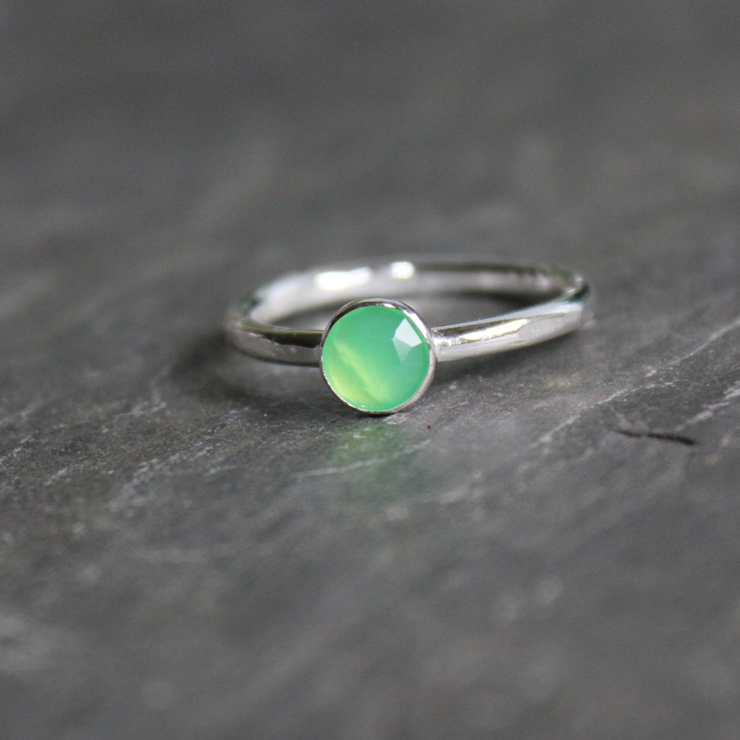 Sterling Silver Chrysoprase Stacking Ring - AccentYourself